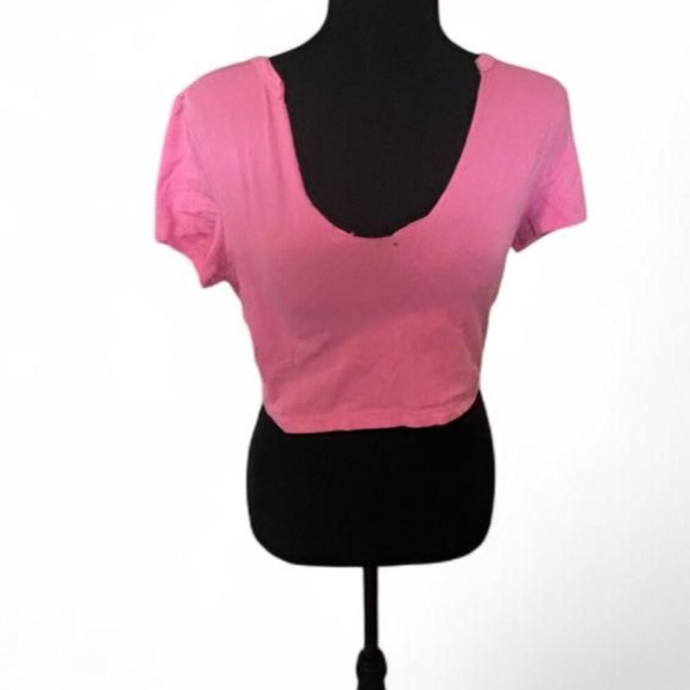 Flawed SHEIN Pink Crop Top Cut Neckline - Size XL